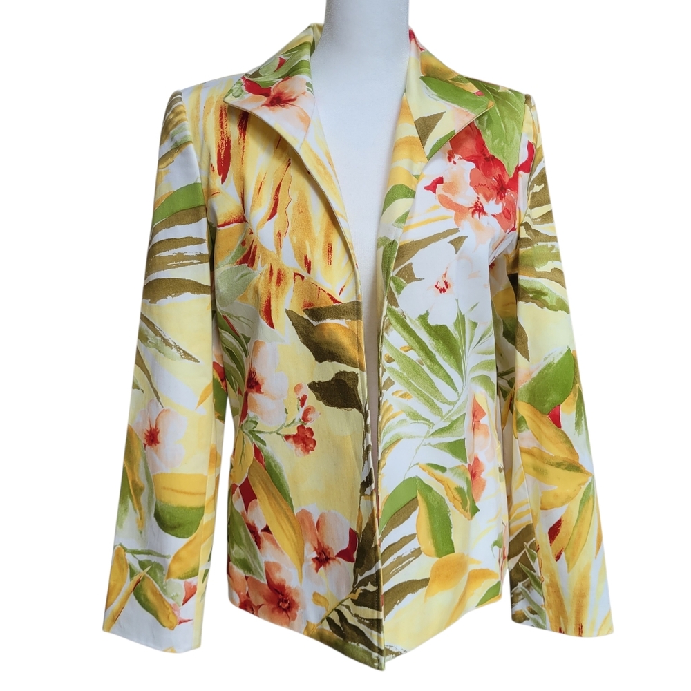 *NWT* Linda Allard Ellen Tracy Lightweight Tropical Floral Blazer Jacket Size 8 - Picture 2 of 10